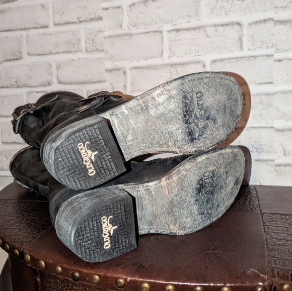 NEW Old Gringo Iron Eagle Black Distressed Riveted Biker Boots size 6.5 - Picture 12 of 13